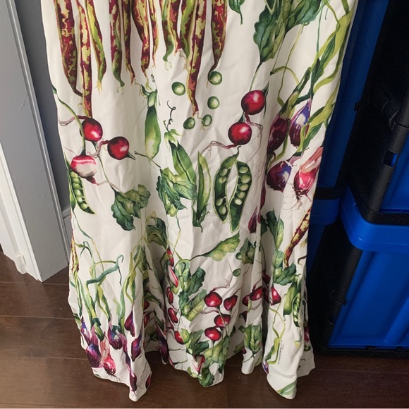 Dolce & Gabbana Square Neck Vegetable Print Midi Cady Dress 2018 XS / IT 36 - Picture 5 of 16